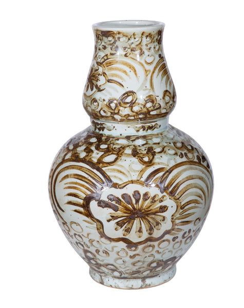 Rustic Brown Sea Flower Gourd Vase