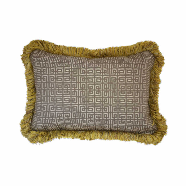 Geometric Pillow with Goldenrod Fringe (24" x 16")