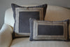 Gray Velvet Pillow with Geometric Accent Tape (18" x 18")
