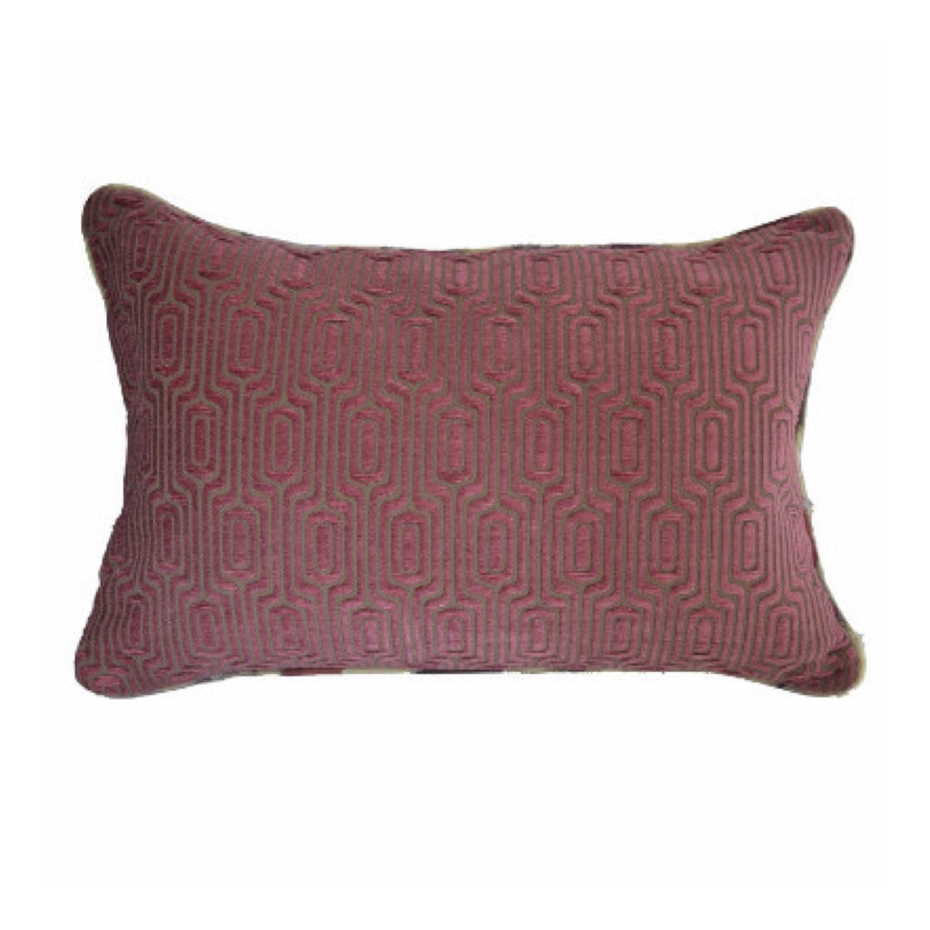 Geometric Velvet Pillow with Contrasting Fabric Welt (24" x 16")