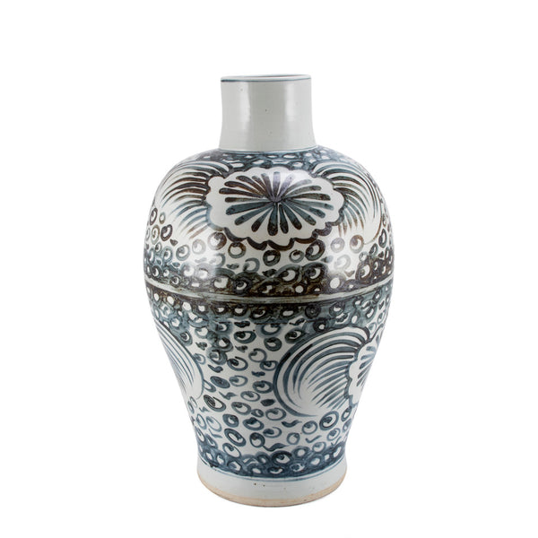 Blue And White Baluster Vase Sea Flower Motif