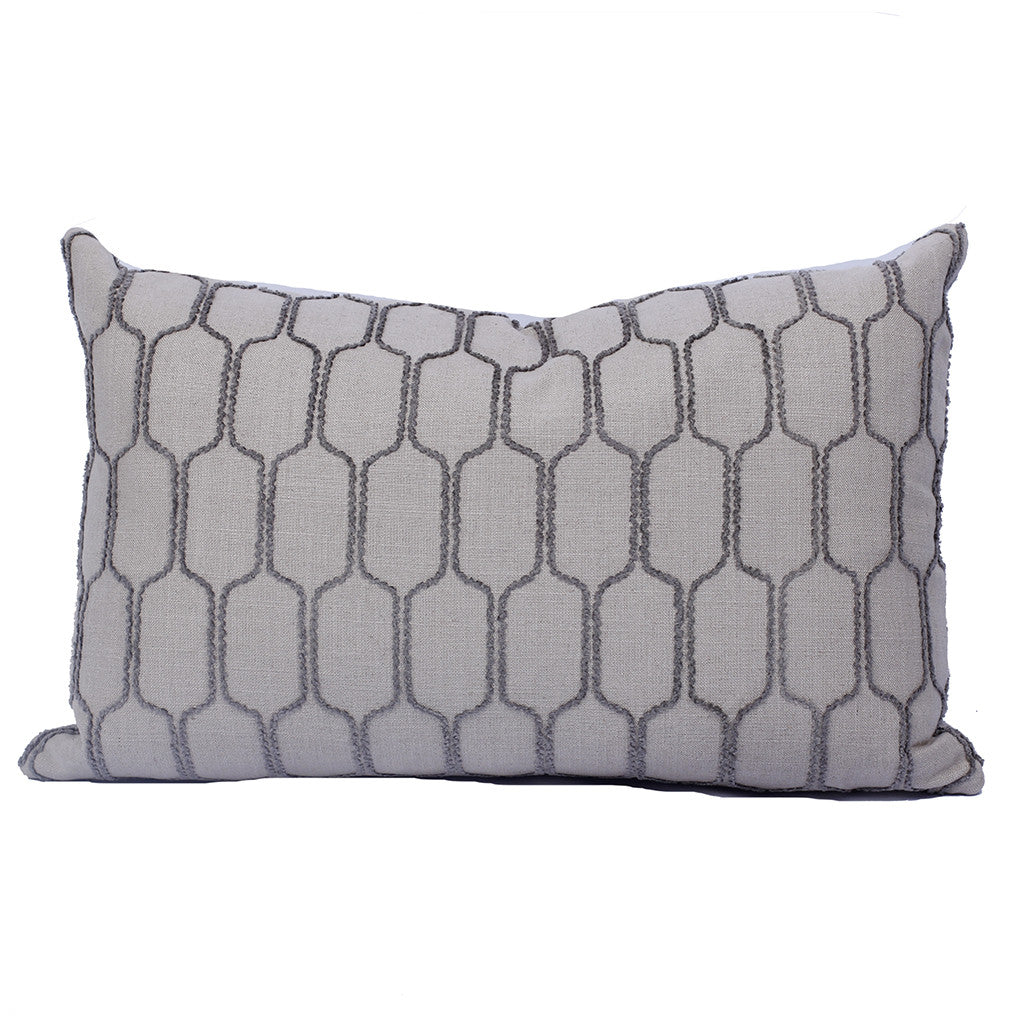 Stone Grey Raised Octagon Pattern Pillow (22" x 14")