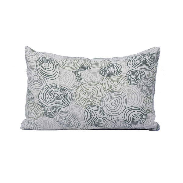 Green Swirl Pillow with Tweed Back (24" x 16")