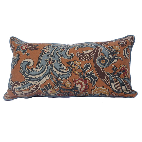Printed Lumbar Pillow with Contrasting Welt (24" x 16")