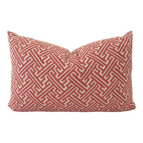 Brick Red Greek Key Pillow 22"x14"