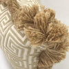 Greek Key Tone on Tone Lumbar Pillow with Jute Welt 25"x13" 90/10 Down