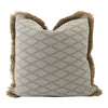 Blue and Natural Diamond Cotton Weave Design with Jute Fringe (24" x 24")