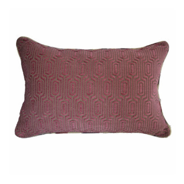 Geometric Velvet Pillow with Contrasting Fabric Welt (24" x 16")