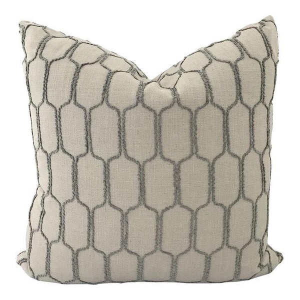 Stone Grey Raised Octagon Pattern Pillow (20" x 20")